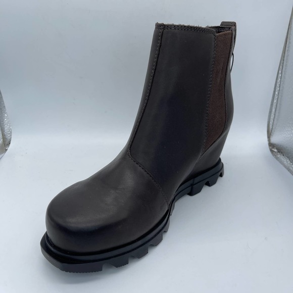 Sorel Joan of Arctic Wedge III Chelsea Womens Size 8.5 Brown Leather Boots New - Picture 6 of 13